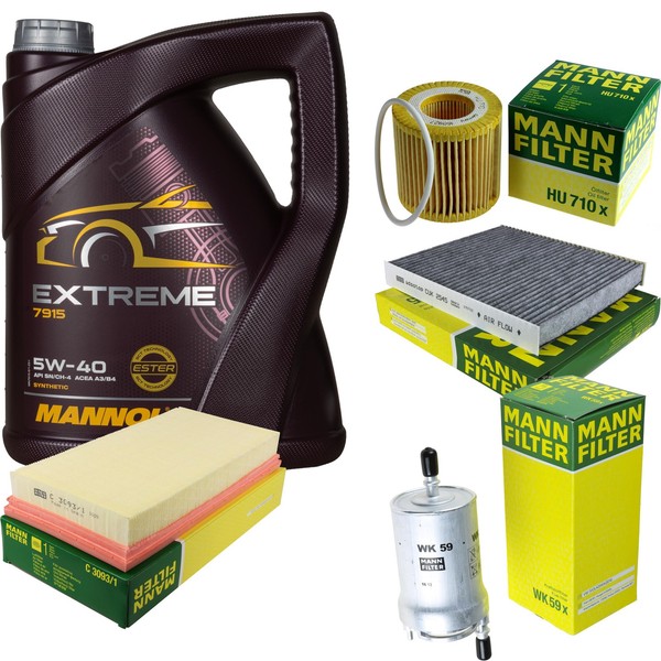Mann Inspektionspaket 5L Mannol Extreme 5W-40 FüR VW Polo 1.2 12V Seat Ibiza III-image