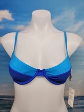 Nwt Cupshe Blue Colorblock Bikini Top Womens Size Extra Small Underwire