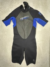 O'NEILL REACTOR 2MM Men s L Back Zip Shorty Wetsuit Black Blue Grey Surf Swim