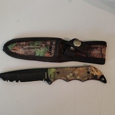 Ruko Hunting Knife Stainless Steel Drop Point Black metal Handle w/ Sheath