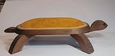 Vintage 70s Handmade Wooden Turtle Foot Rest Foot Stool Signed Ruth