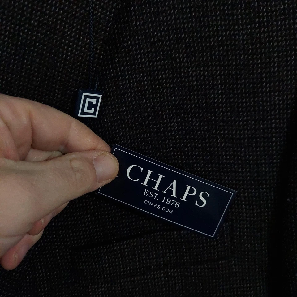 Chaps Blazer Mens 46 Long Black Brown 100% Wool Sport Coat Jacket Two Button - Image 3 of 4