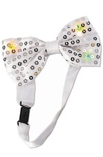 New Year's Eve Party Disco Rave Light-Up Sequin Bowtie Silver