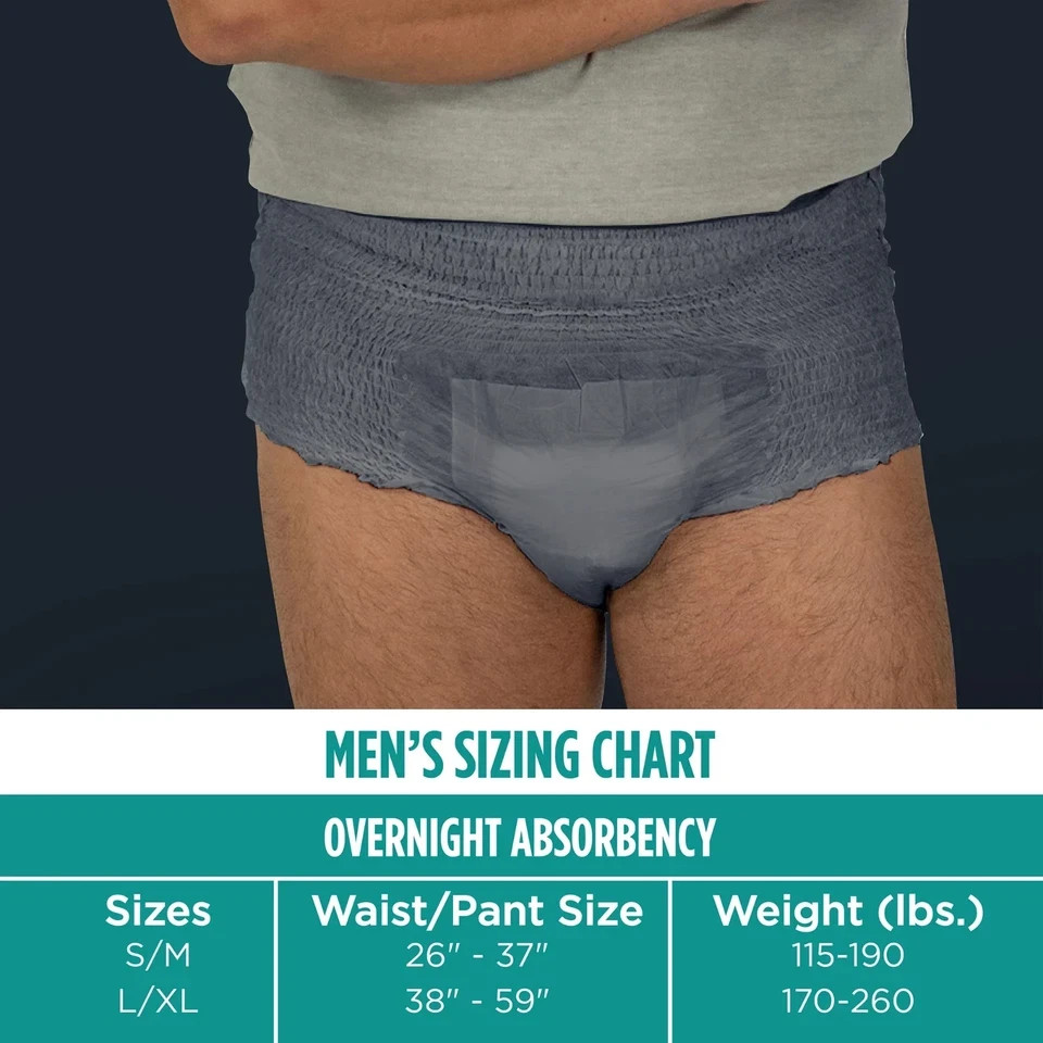 Assurance Incontinence Underwear For Men's Adult Diaper, Overnight S/M 16 Count