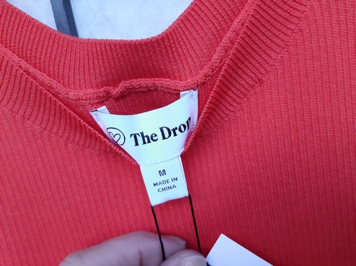 The Drop Damen Yasmin geripptes Midi Tank Kleid koralle orange Medium/Neu mit Etikett - Bild 3 von 8