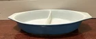 Vintage Pyrex Blue Divided Casserole Dish 1- 1/2 Quart Ovenware No Lid