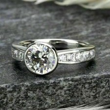 Solitaire Diamond Engagement Wedding Ring 2.50Ct Round Cut 14k White Gold Finish