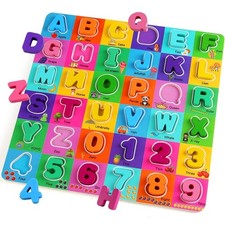 Wooden Alphabet Puzzles Ages 3-5, Alphabet and Number Puzzle with ABC Learning