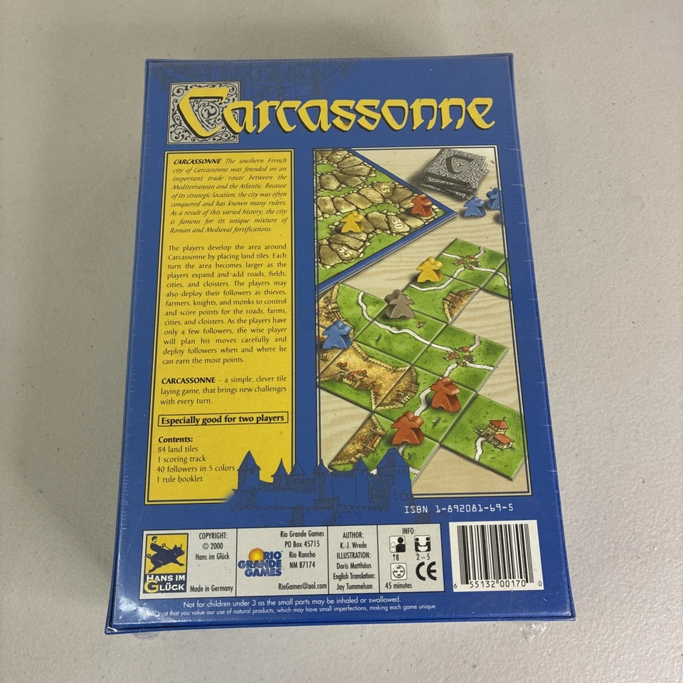 Carcassonne Medieval Board Game Rio Grande Games 2000 Edition NEW and Sealed - Image 2 of 2