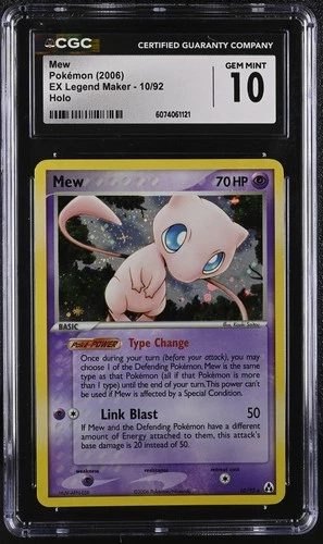CGC 10 GEM MINT Mew 2006 EX Legend Maker 10/92 Holo Pokemon Card