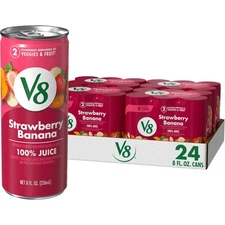 Strawberry Banana 100% Fruit and Vegetable Juice, 8 fl oz Can (6 Pack) (Case ...