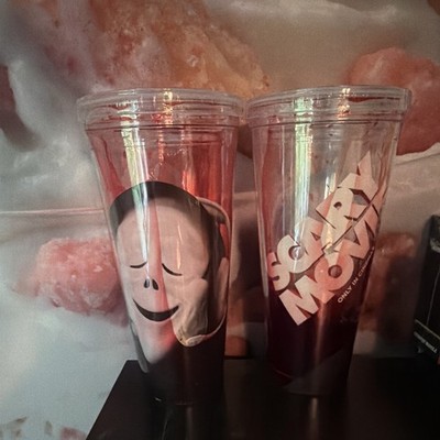 Scary movie 6 exclusive Clear Plastic Tumbler Cups w/ Lids Set of 2 *No straws*
