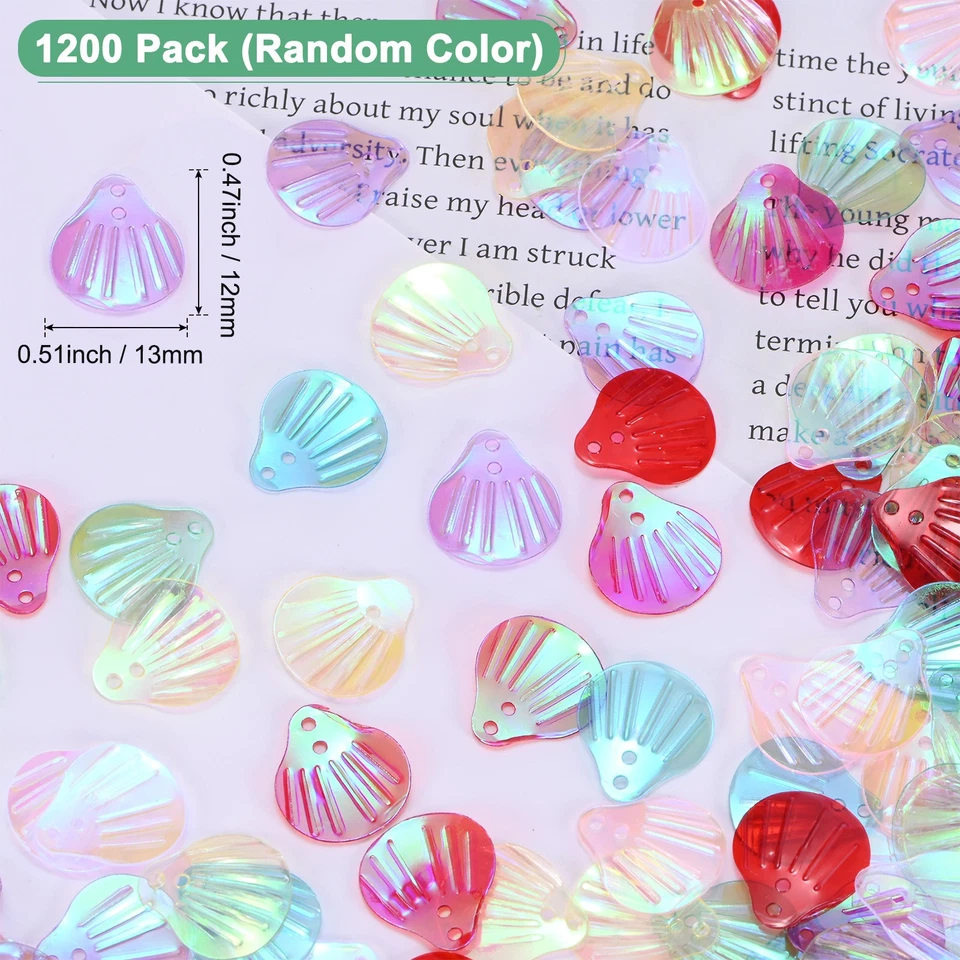 1200-Pack Seashell Sequins, Shell Shape Loose Sequins with 2 Holes [Multicolor] - image 3 of 4
