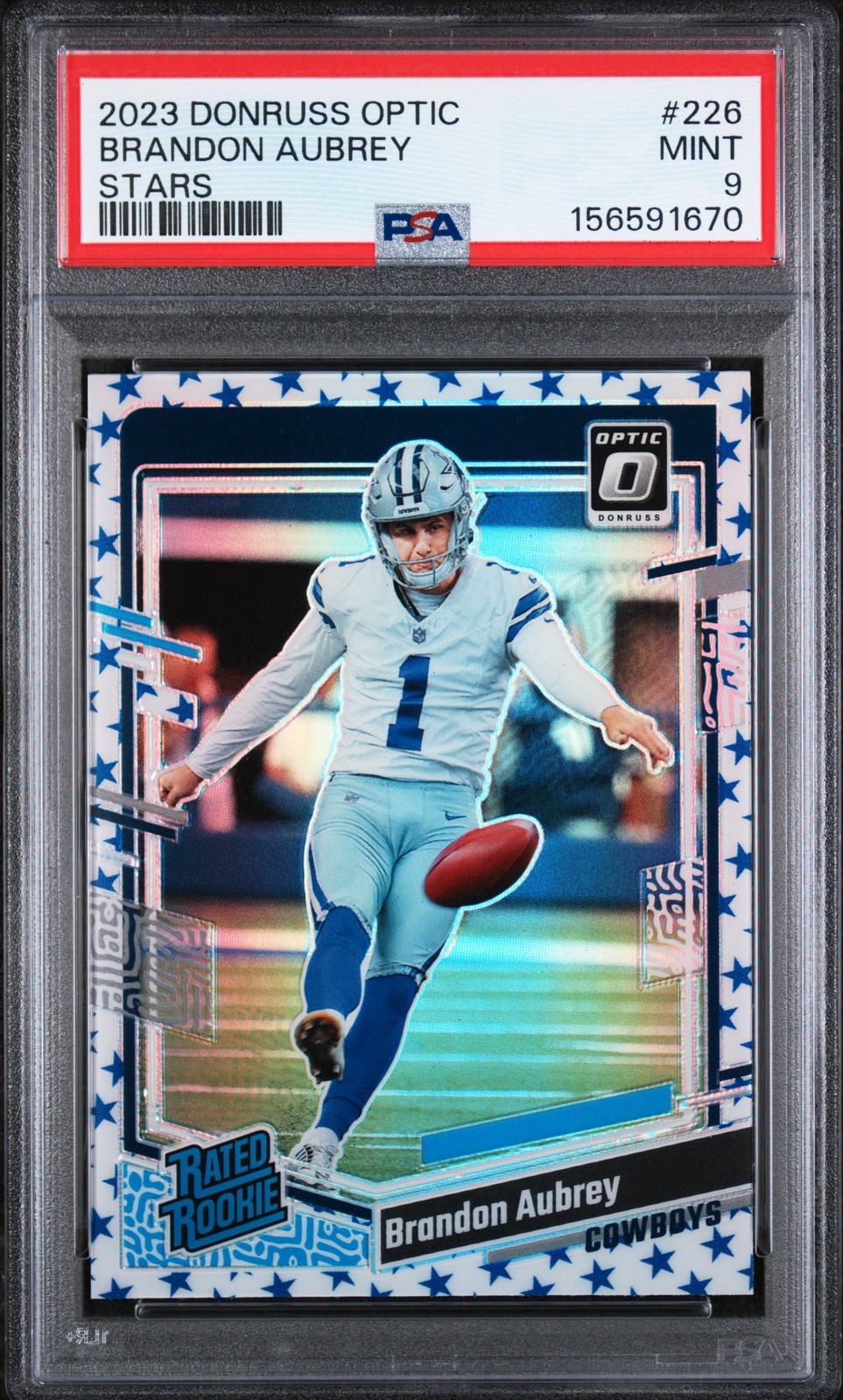 2023 PANINI DONRUSS OPTIC STARS #226 BRANDON AUBREY PSA 9