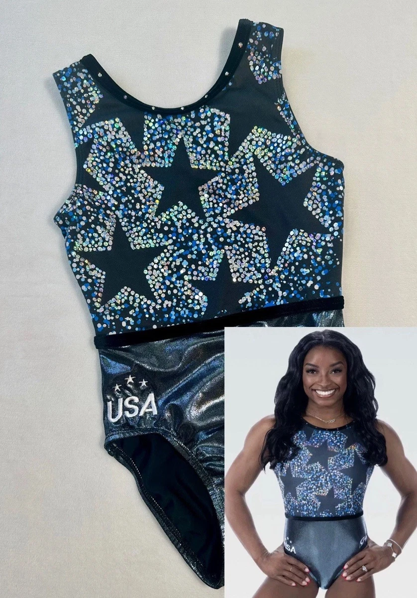 Body bambina ginnastica 540 senza maniche nero-blu con strass