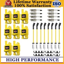 8Pack Ignition Coil+Spark Plug+Wires set For Chevy Silverado 1500 2500 GMC UF413