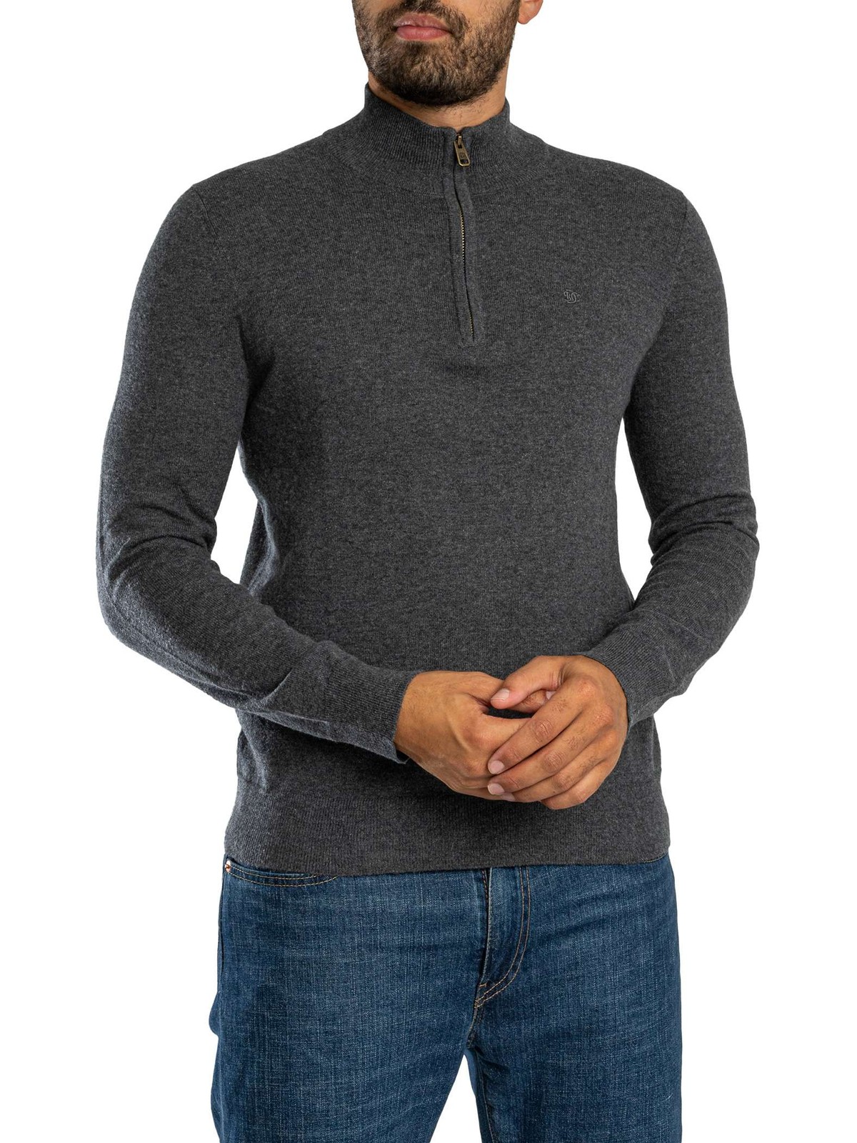 Superdry Men's Iron Grey Marl Ess Lw Wool Blend 1/2 Zip Knit - Image 2