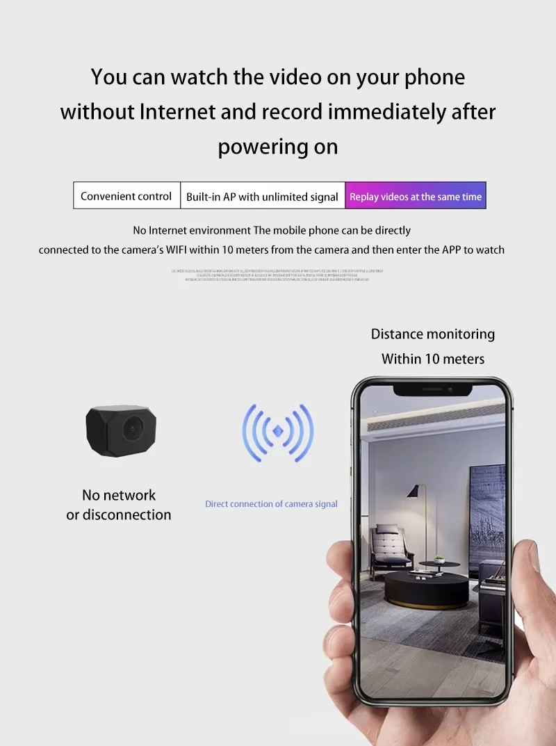 Mini Pac Alarm 4K WiFi Mini Security Camera Night Vision Motion Detection Indoor Cam ...