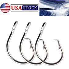 50pcs Stainless Steel Big Game sea Fishing Hook Tuna Circle Hook 8/0-14/0 39960D