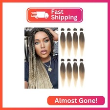 Ombre Braiding Hair Pre Stretched 26 Inches Ombre Brown to Blonde 8 Packs Braid