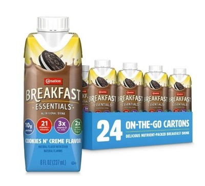 Carnation Breakfast Essentials  N Creme Shake, 8 FL OZ, Pack of 24