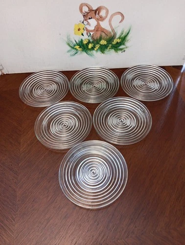 Set 6 Vintage 6” Clear Manhattan Anchor Hocking Salad Bread Desert Plates Circle