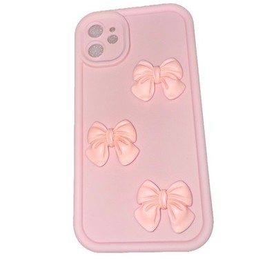 iPhone 11 Cute 3D Bow Case Soft Pink Shockproof Cover