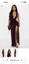 Women's Burgundy  Velvet Dress