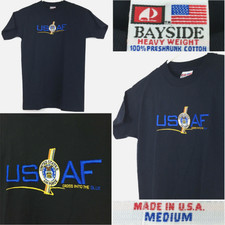 Bayside Mens USAF Medium Shirt USA Made Heavyweight Cotton Black Embroidered M 3