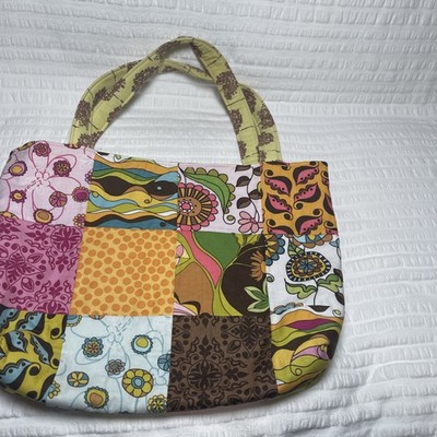 Handmade Quilted Patchwork Cotton Purse Bag Cottagecore Grandma Pink Floral Tote