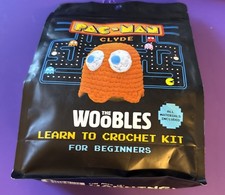 The Woobles Clyde Crochet Pac-Man Ghost Orange Set Complete With Blue Hook