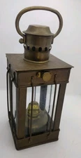 Vintage 1900's WEDGE Brass & Glass Nautical Ship Oil Lantern Lamp As Is Read