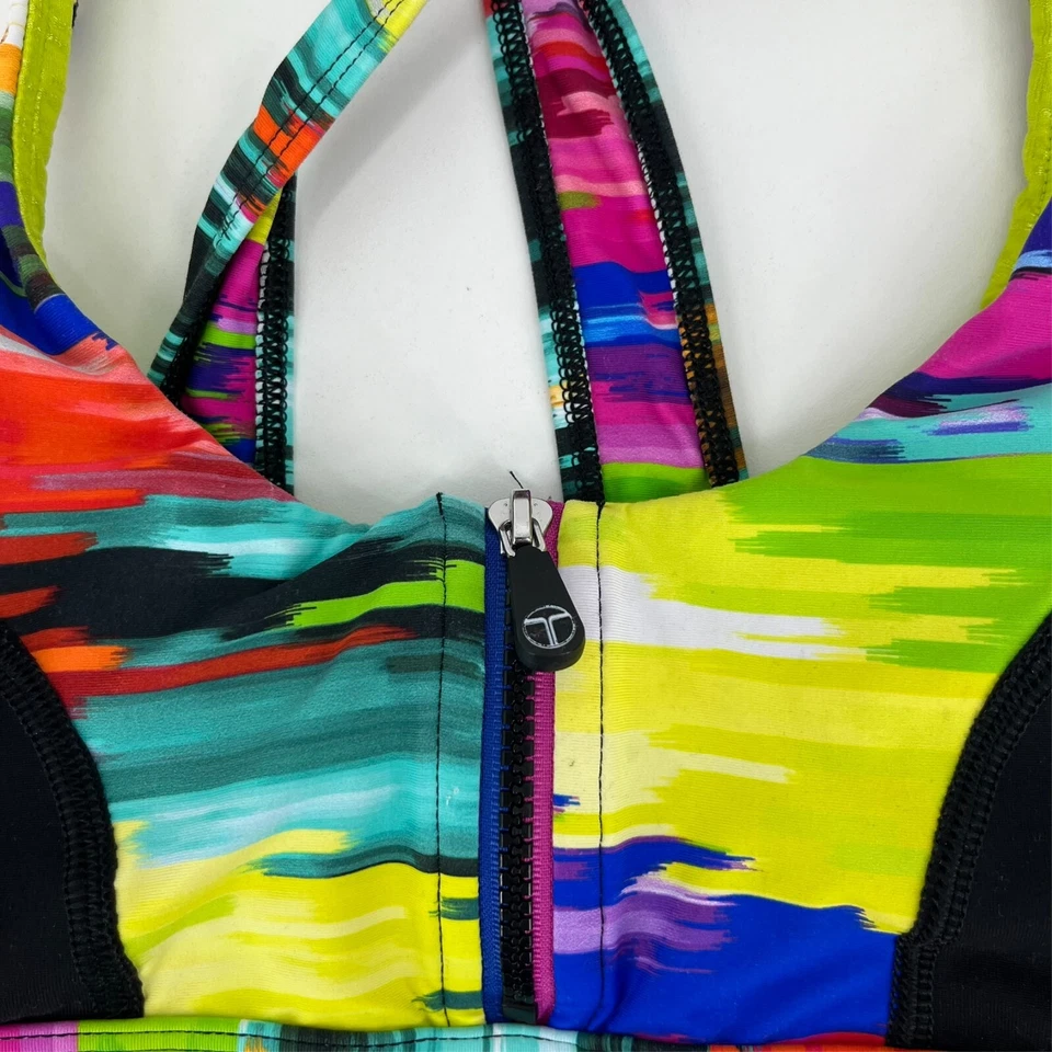 Sujetador deportivo Trina Turk para mujer S multicolor tie dye cremallera frontal correas traseras Foto 4 de 4