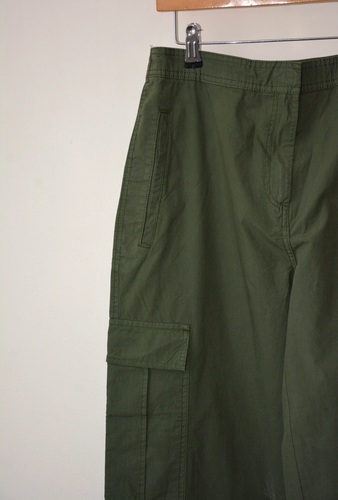 EX F&F ARMY GREEN HIGH RISE POCKET DRAWSTRING CUFF PARACHUTE TROUSER SIZE 6-22 - Picture 4 of 10