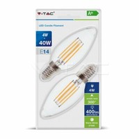 Komfortabel 2 Nan Led 4W Kerze Glas Durchsichtig V-Tac Sockel E14 VT-2174