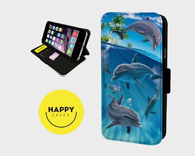 UNGLAUBLICHER DELFIN SPASS - Kunstleder Klapp Handy Hülle Cover - iPhone/Samsung
