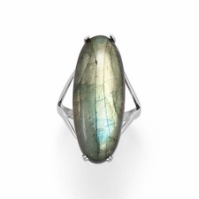 Large Oval Labradorite Ring 925 Sterling Silver