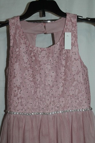 Speechless Girls Khol's Party Wedding Dress Sz 8 Pink Lace Bling Asymmetric Hem - Picture 5 of 9