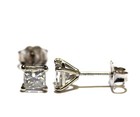 GIA 14k white gold SI2 F .94ct princess diamond martini stud earrings Natural — photo 5