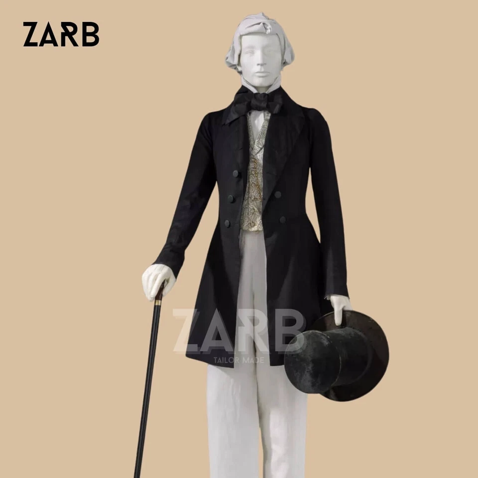 Men's Black Victorian Frock Coat Steampunk Gothic Formal Tailcoat Costume - Image 2 of 4