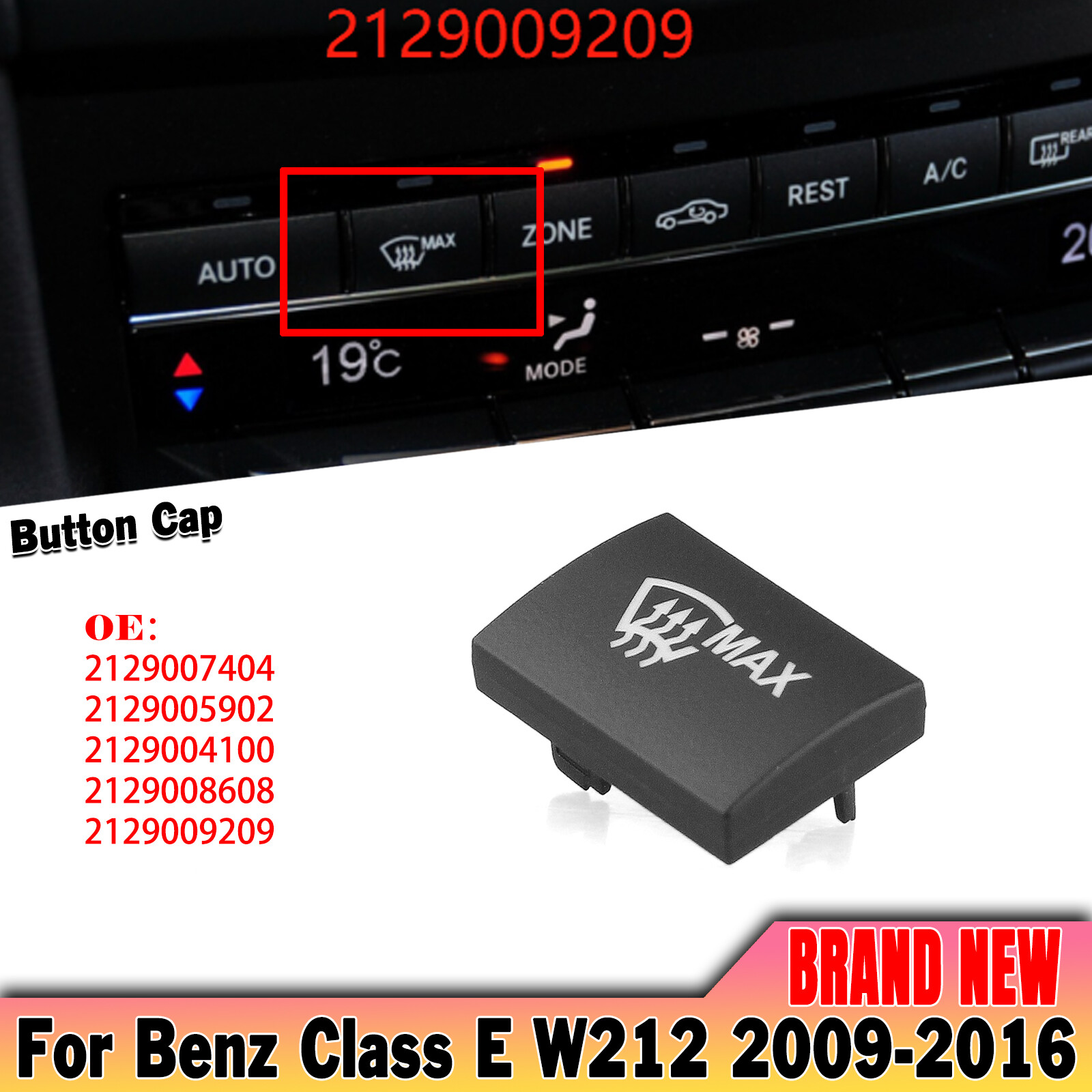 MAX A/C Control Switch Button Cap for 2009-16 Mercedes Benz E-Class W212