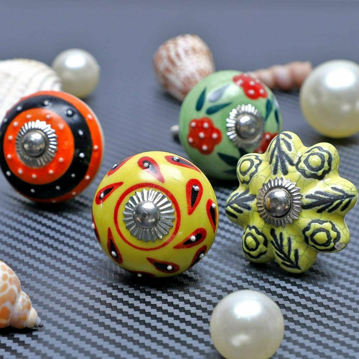 10 PC Multi Color Ceramic Door Knobs Pull Handle Kitchen Cabinet
