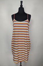 Shein Multicolor Striped Ribbed Knit Spaghetti Strap Bodycon Mini Dress Size L