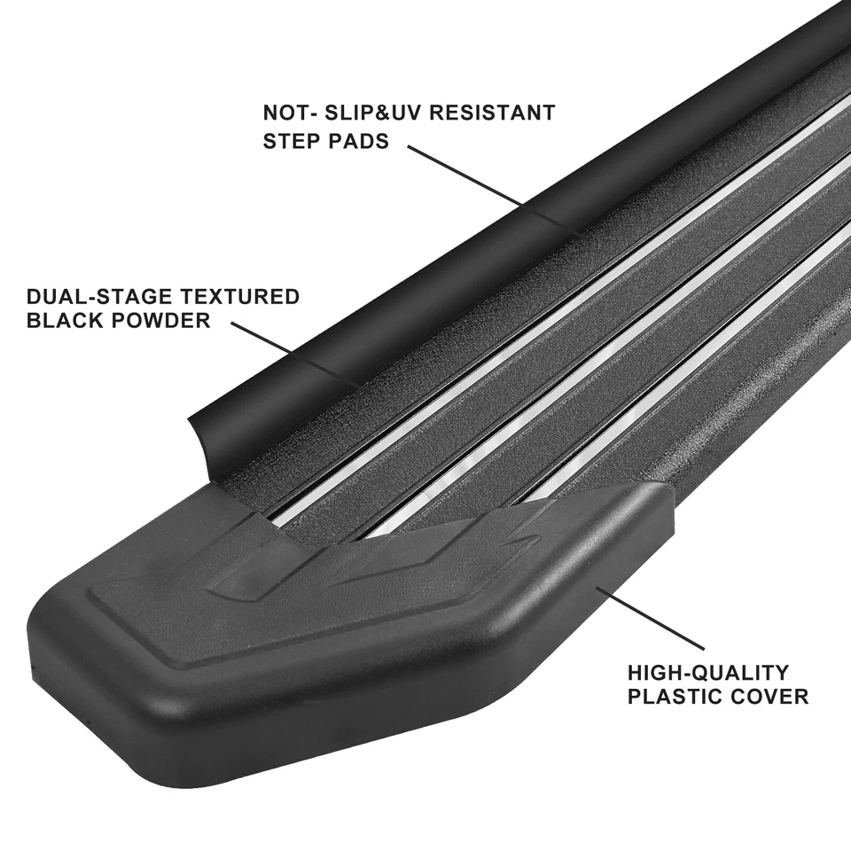 For 2011-2021 Jeep Grand Cherokee 5.5" Running Board BLK Aluminum+SS metal strip Foto 3 de 4