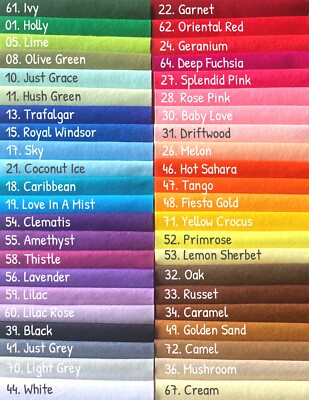 Wollmischung Handarbeit Filz: 9'' x 9'' (22,5 cm x 22,5 cm) Quadrat - Auswahl aus 45+ Farben