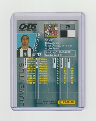【PANINI CALCIO 2004】TREZEGUET #CM4 2004 Panini Calcio Cards David Trezeguet Jersey Card #cm4