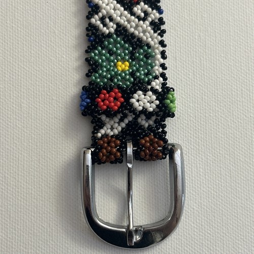 Handcrafted Seed Bead Belt Fit Up To 38" Waist Flowers Intricate Handmade Craft - Bild 11 von 16