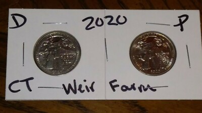  2020 D & P Mint- Connecticut - Weir Farm Quarters - 2 COIN SET 