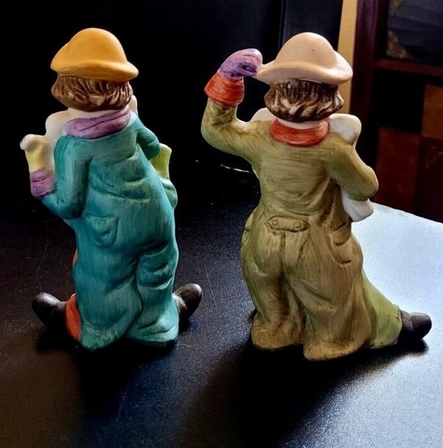 Par de estatuillas de payaso de porcelana de 5,5" de colección UCGC; paraguas/guitarra/mandolina - Imagen 4 de 12