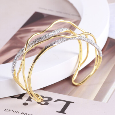 Fashion Bracelet Solanales Gold plated Orbit Crystal Cuff Bracelet Alexis Bittar